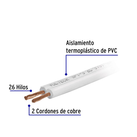 Rollo de de cordon duplex flexible SPT Volteck 16 AWG