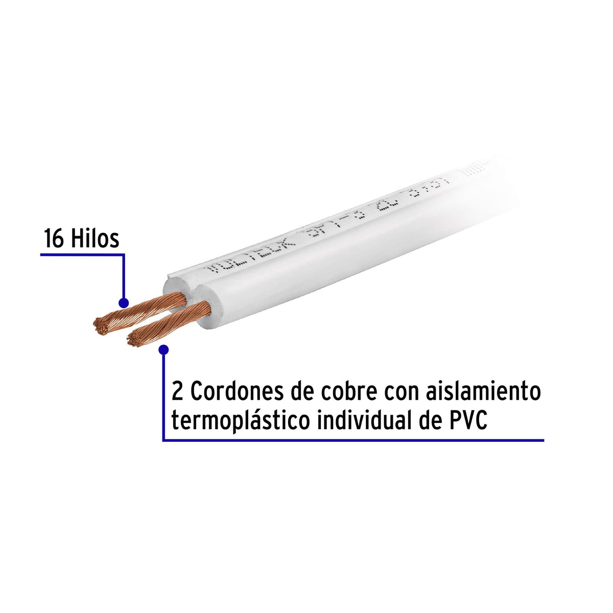 Carrete con 20 m cordon duplex flexible SPT 18 AWG Volteck