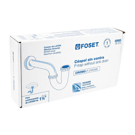 Cespol 1-1/4" sin contra laton cromo para lavabo FOSET