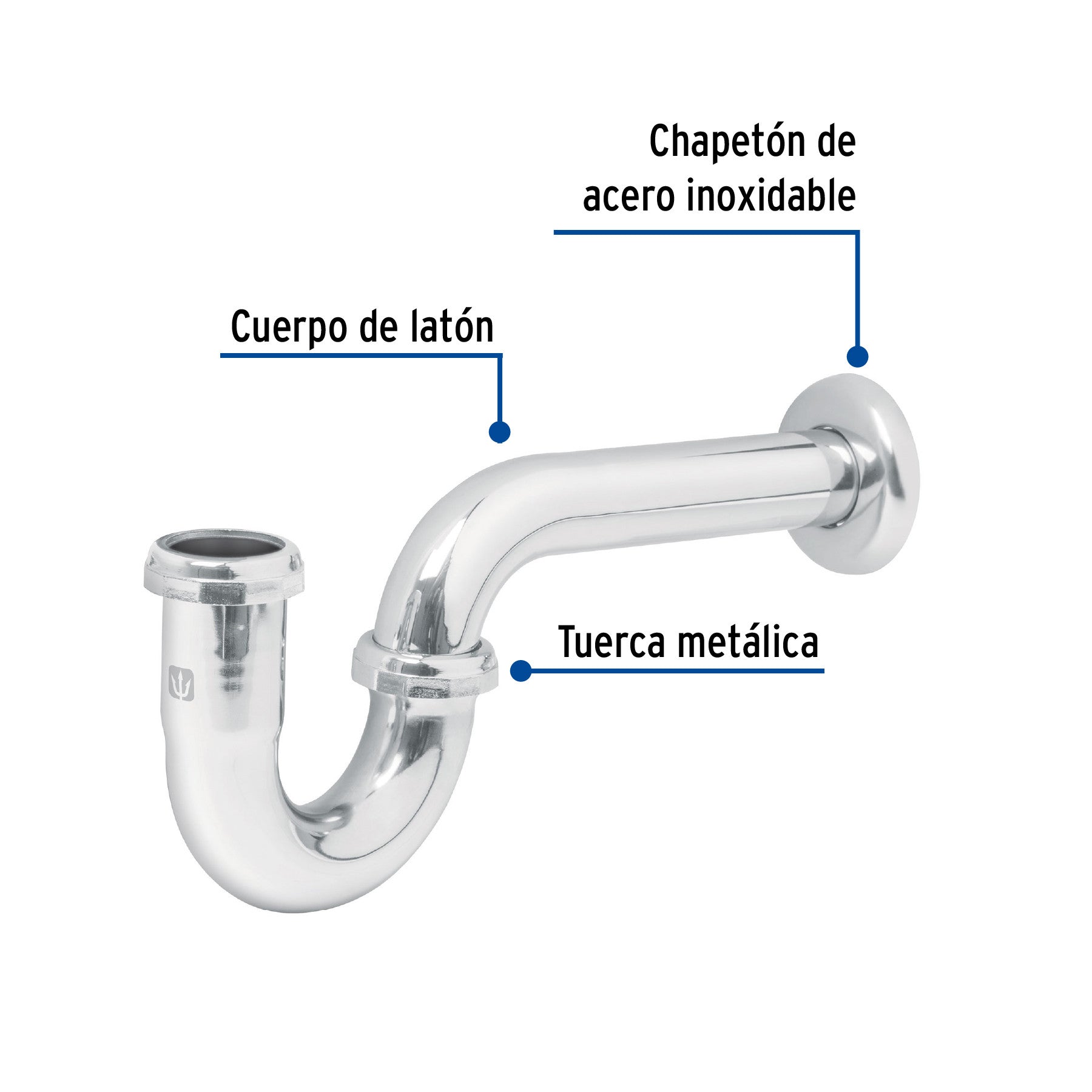 Cespol 1-1/4" sin contra laton cromo para lavabo FOSET