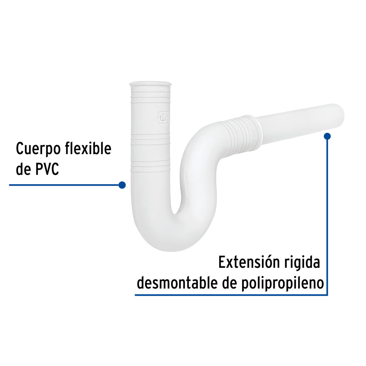 Cespol flexible 1-1/4" de PVC con extension para lavabo