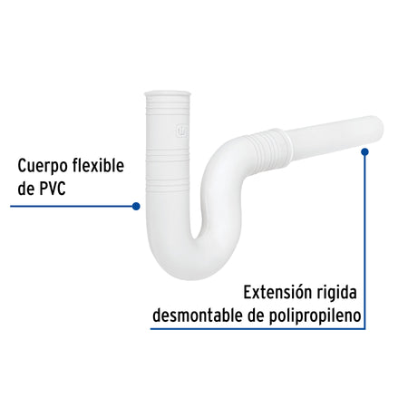 Cespol flexible 1-1/4" de PVC con extension para lavabo