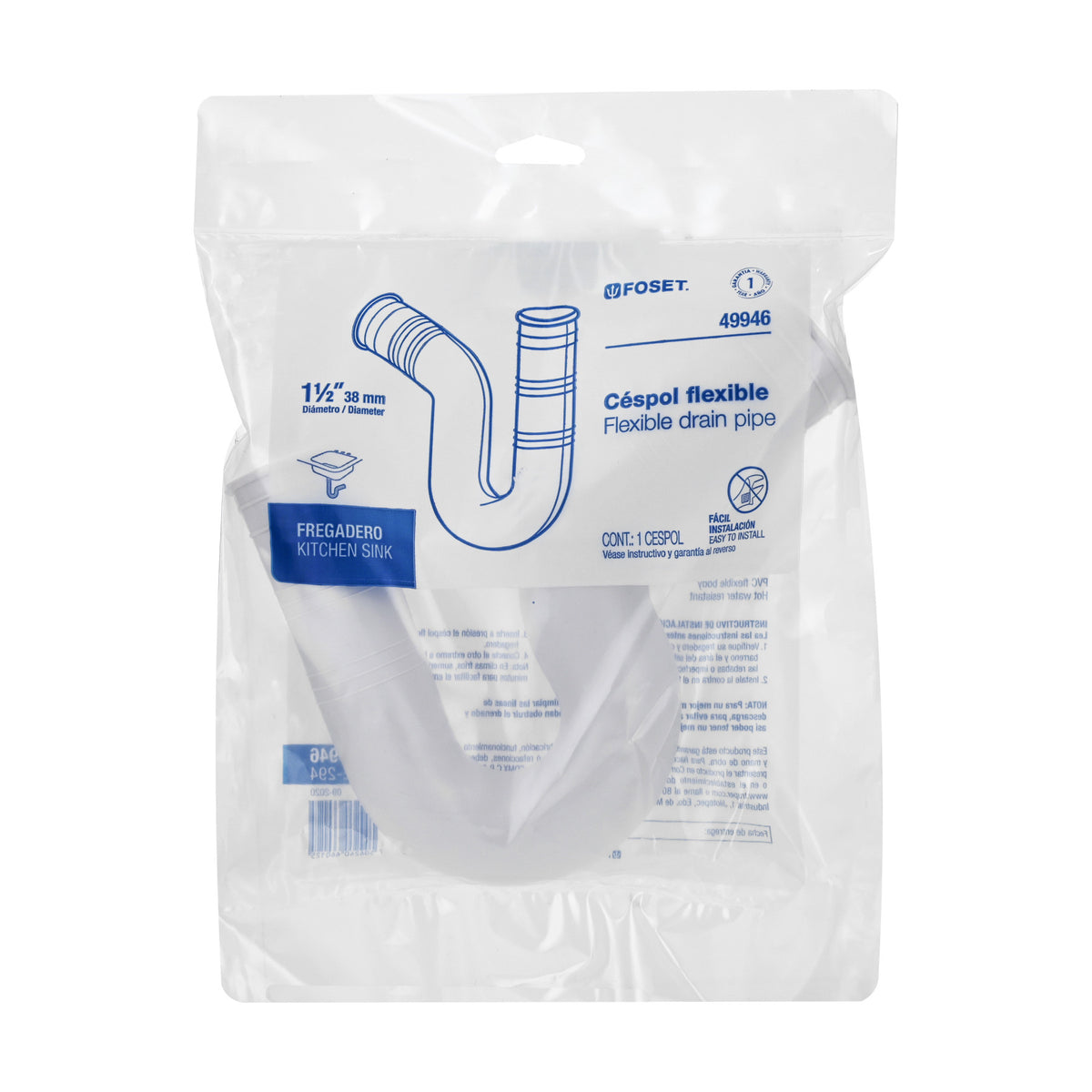 Cespol flexible 1-1/2" de PVC para fregadero FOSET