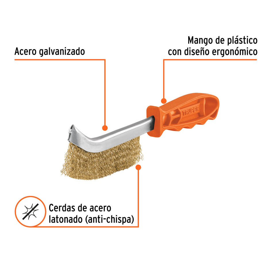 Cepillo curvo anti-chispa, alambre ondulado, Truper