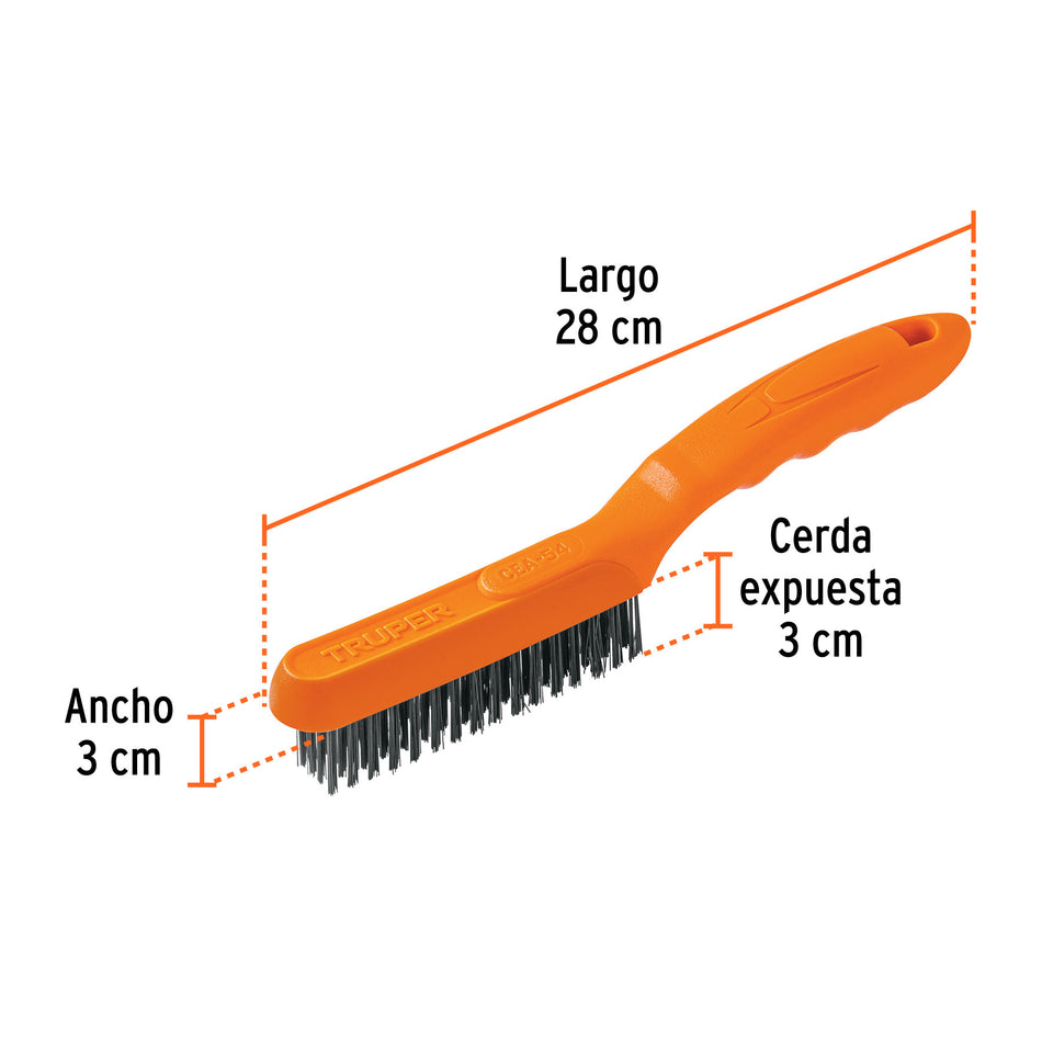 Cepillo de alambre 64 pinceles de acero al carbono, Truper
