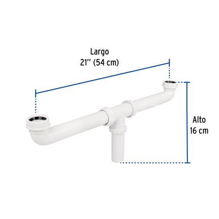 Cespol doble 1-1/2" s/contra polipropileno para fregadero