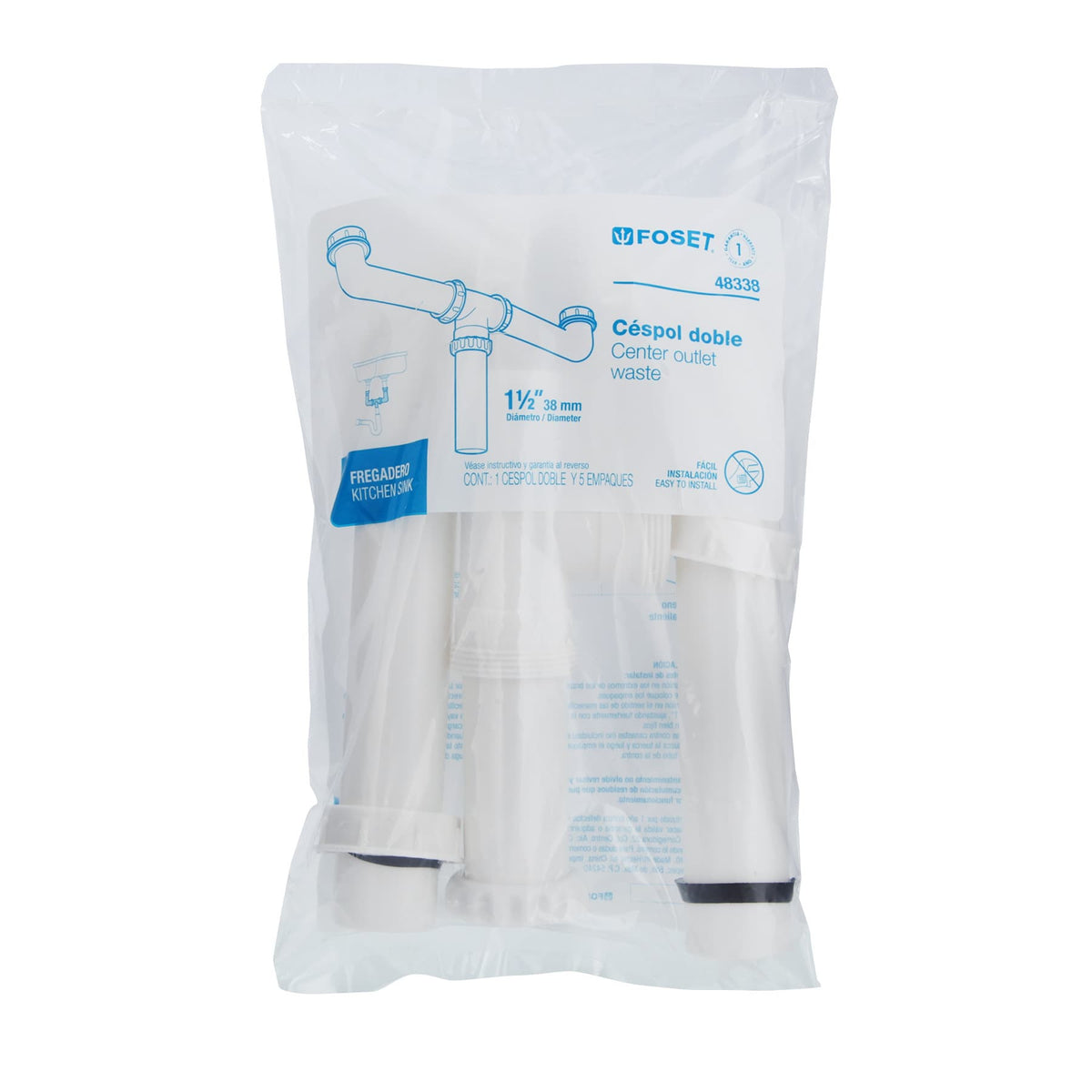 Cespol doble 1-1/2" s/contra polipropileno para fregadero