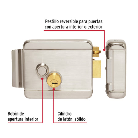 Cerradura electromecánica sin botón, derecha, HERMEX