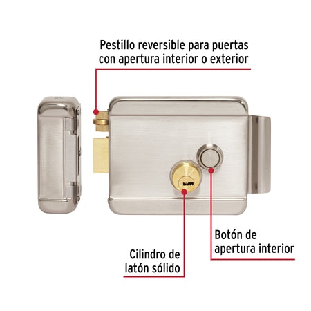 Cerradura electromecánica sin botón, izquierda, HERMEX