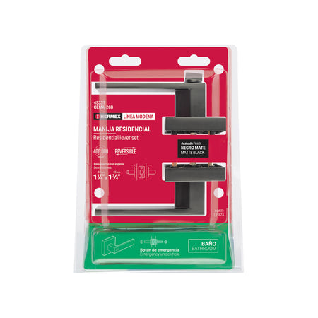 Cerradura manija 'Módena' p/baño, negro mate, HERMEX