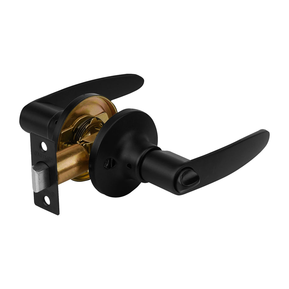 Cerradura de manija "Turin" p/bano negro cilindro laton