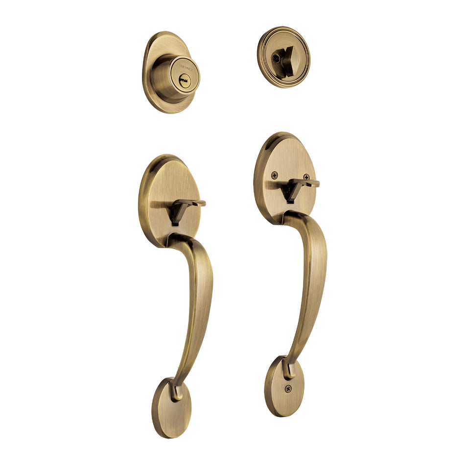 Doble jaladera Lugo llave-mariposa Laton Antiguo HERMEX