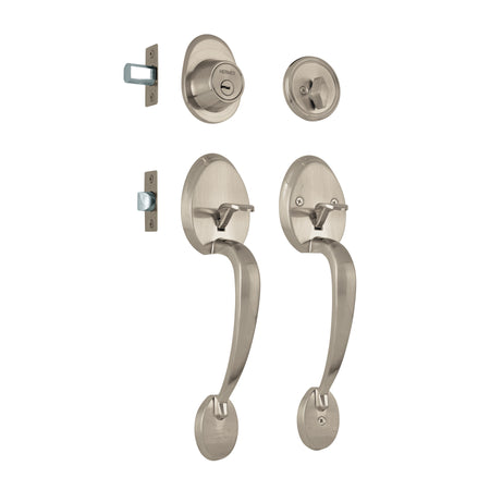 Doble jaladera Lugo llave-mariposa Niquel Satin HERMEX