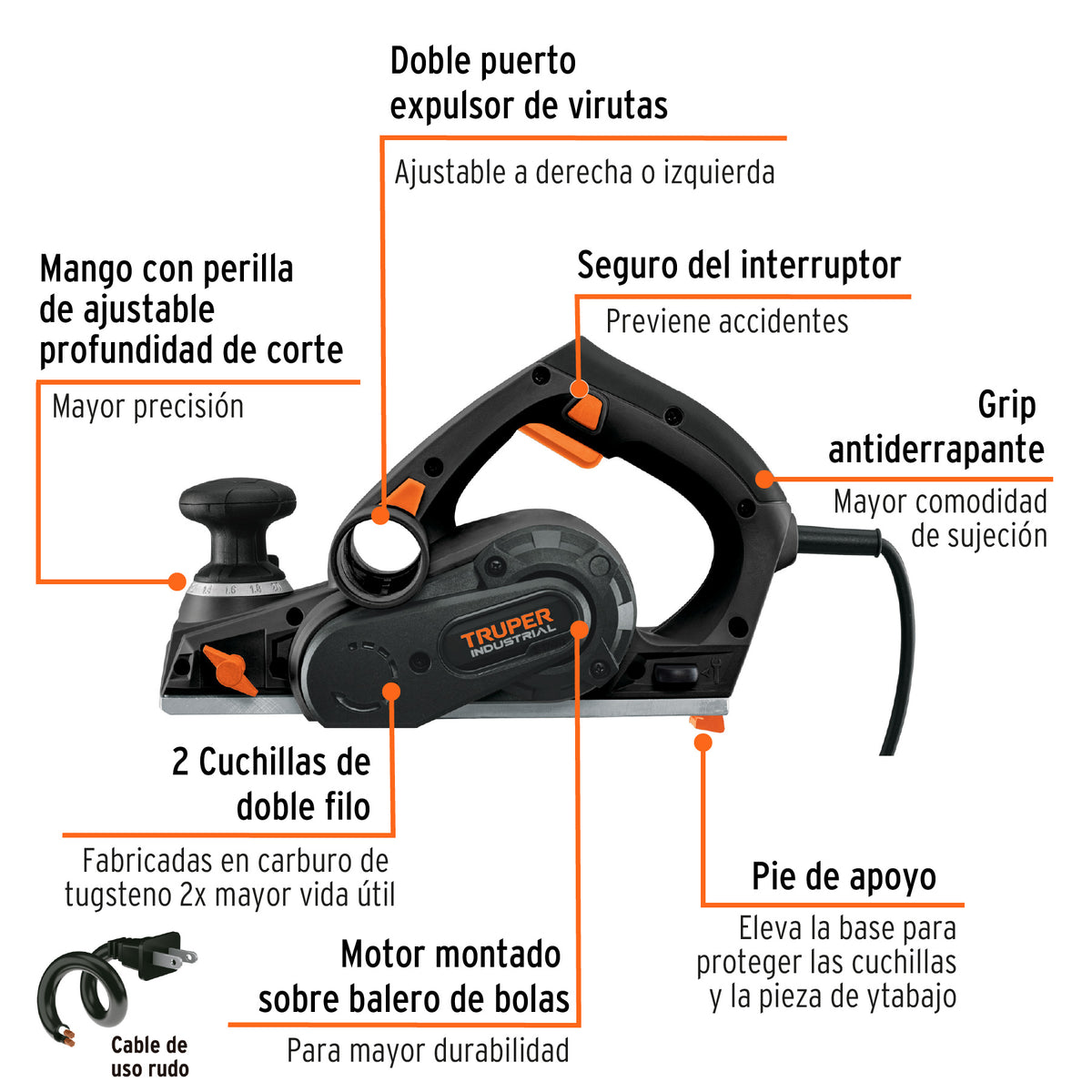 Cepillo electrico TRUPER INDUSTRIAL 720W