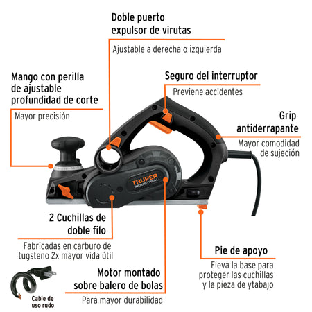 Cepillo electrico TRUPER INDUSTRIAL 720W
