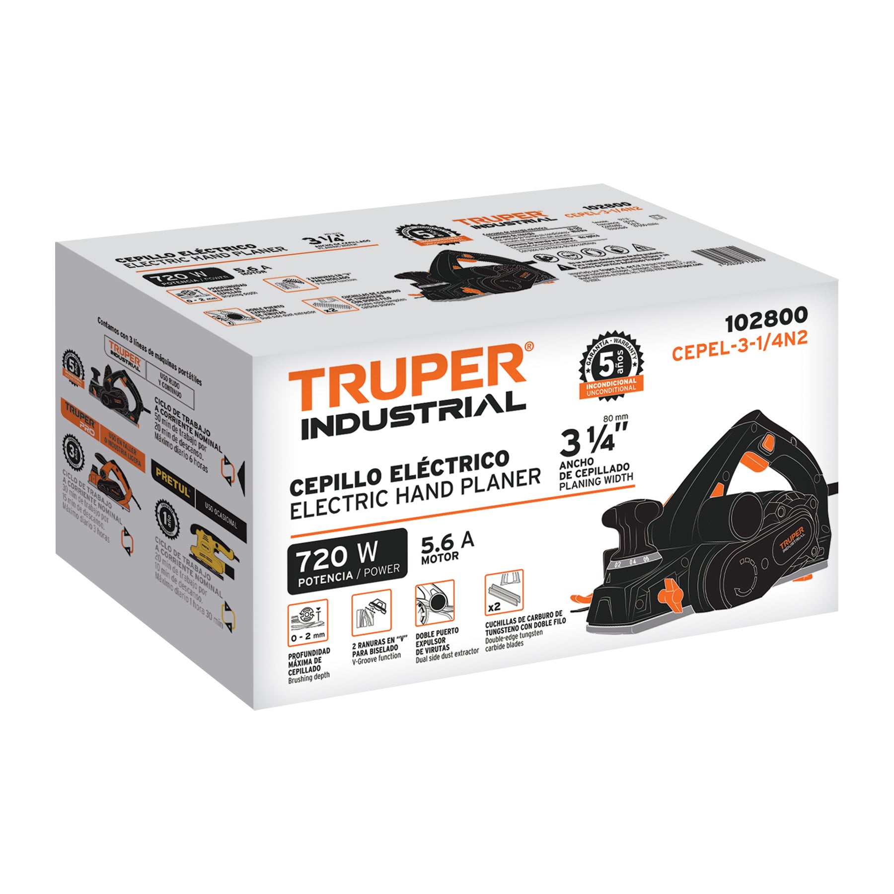 Cepillo electrico TRUPER INDUSTRIAL 720W