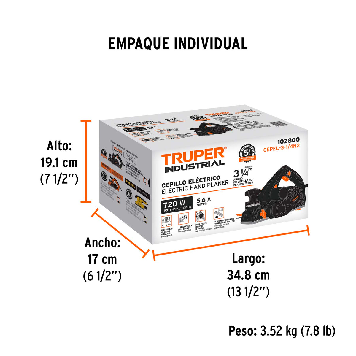 Cepillo electrico TRUPER INDUSTRIAL 720W