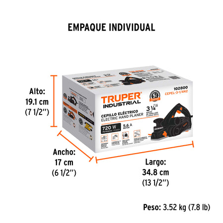 Cepillo electrico TRUPER INDUSTRIAL 720W