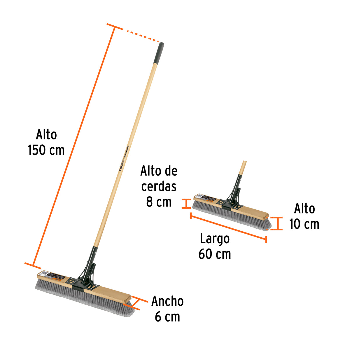 Cepillo superficies lisas cerdas PE mango 60 cm EXPERT