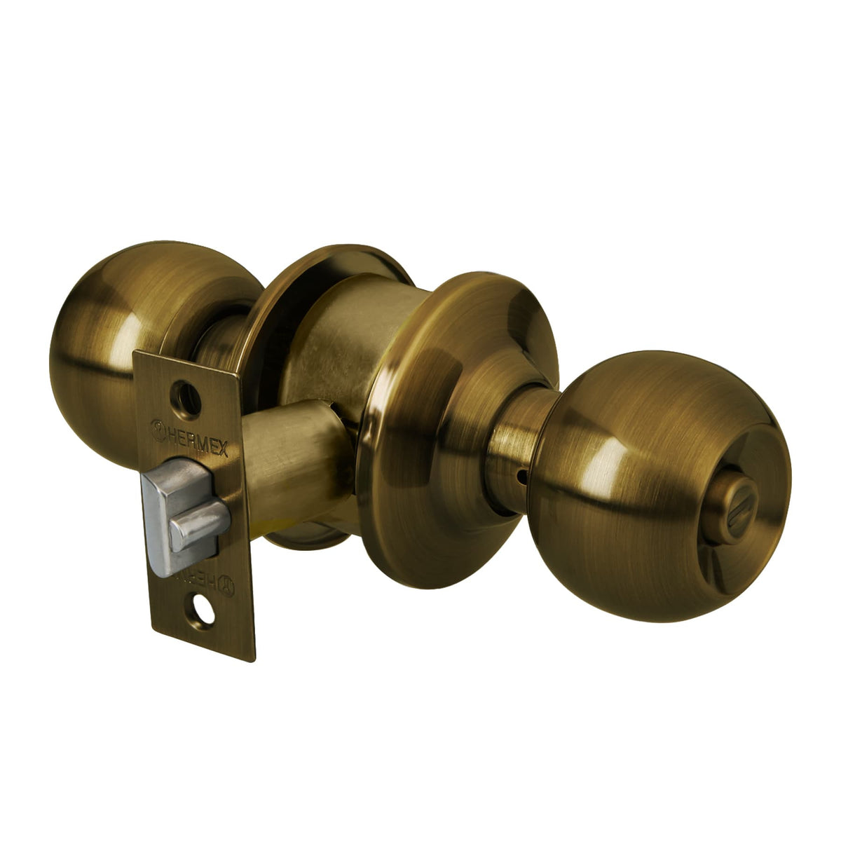 Cerradura tipo esfera para recamara laton antiguo HERMEX