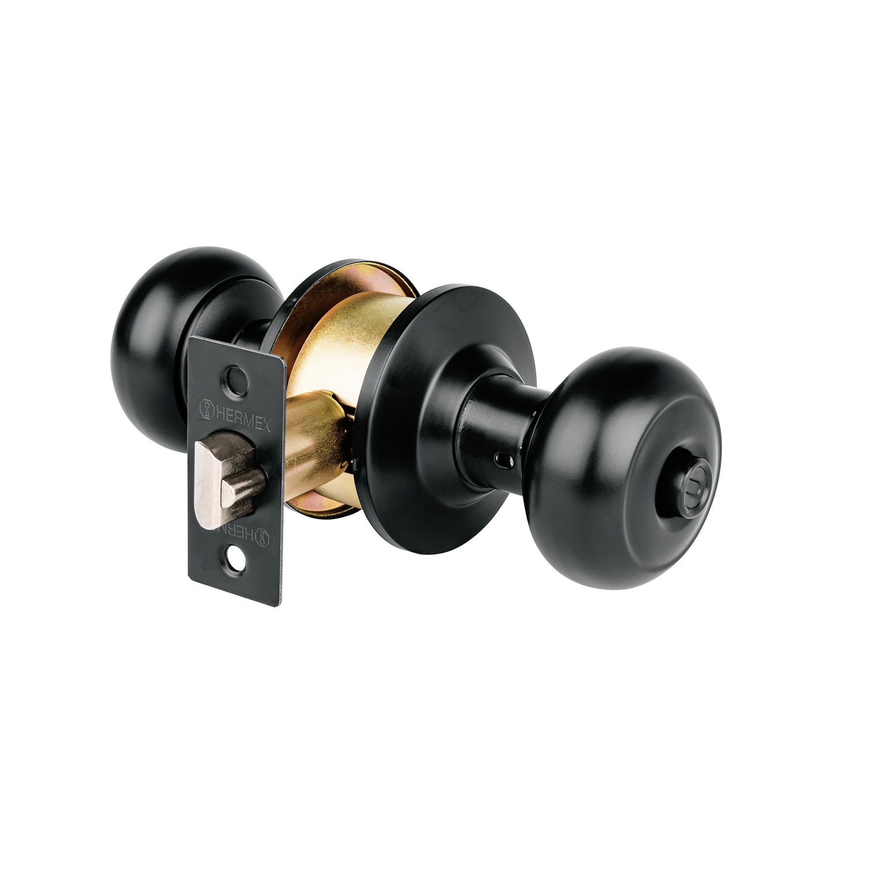 Cerradura pomo negro oval recamara HERMEX