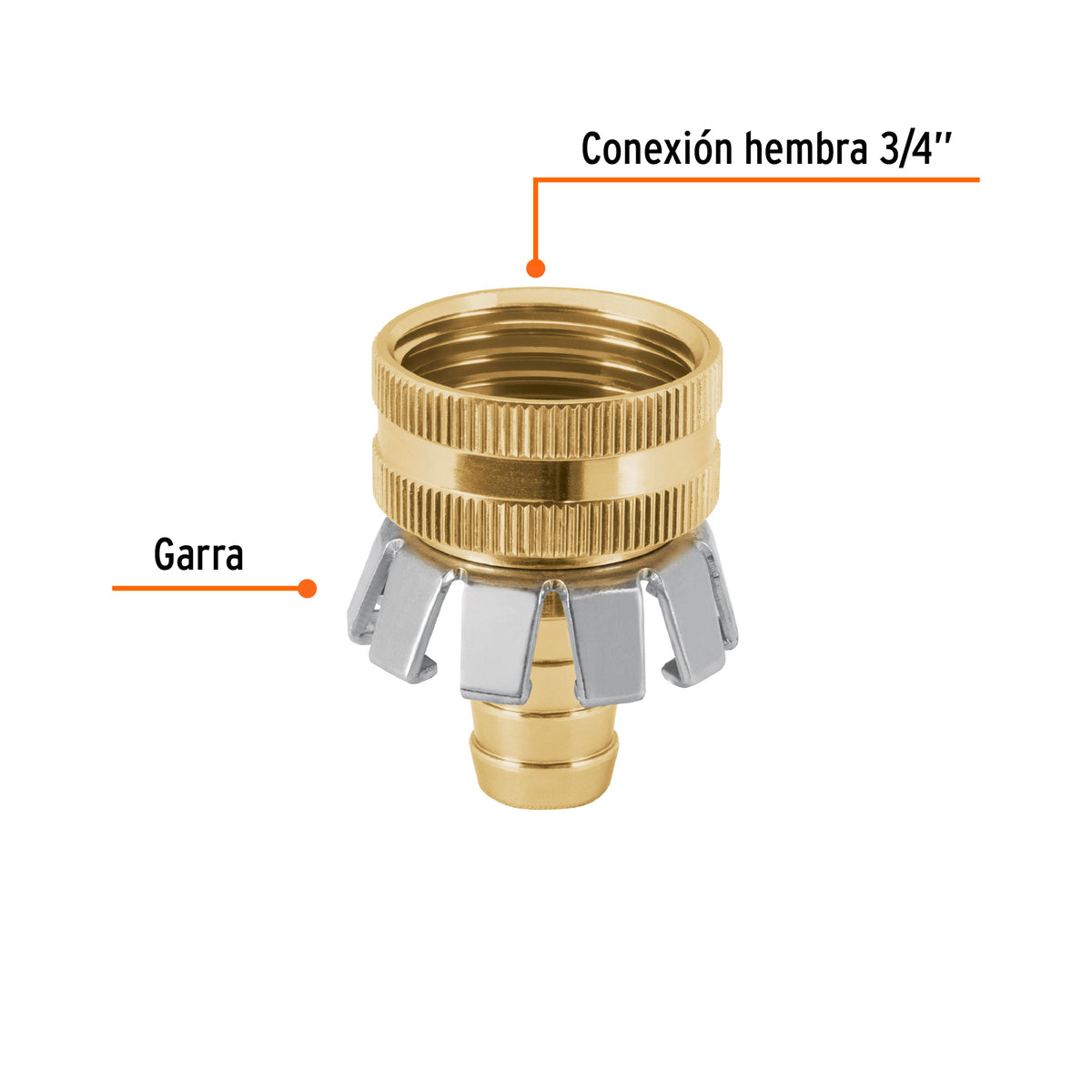 Conector 1/2" hembra tipo garra de aluminio Truper