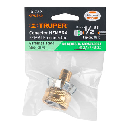 Conector 1/2" hembra tipo garra de aluminio Truper