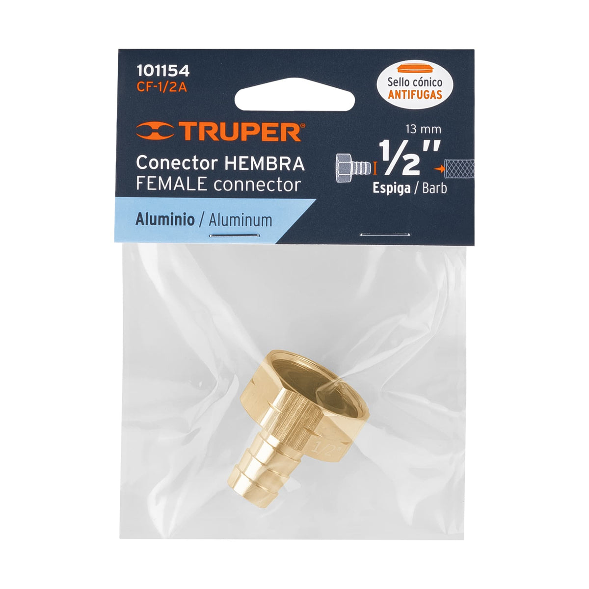 Conector 1/2" hembra de aluminio Truper