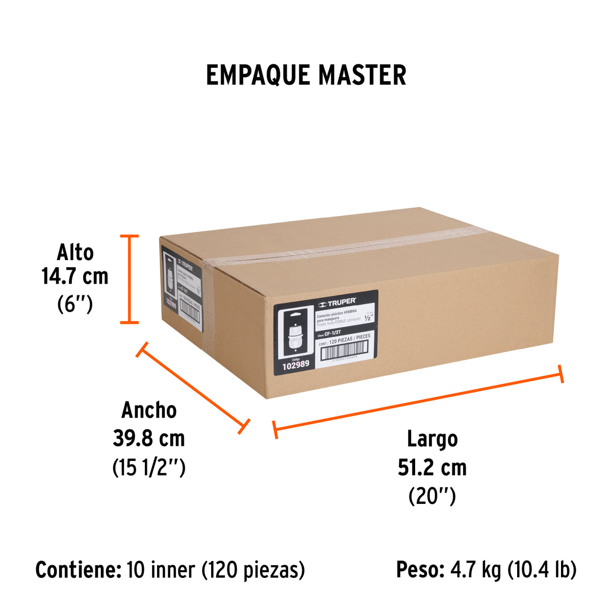 Conector 1/2" hembra de ABS con tuerca de ajuste manual