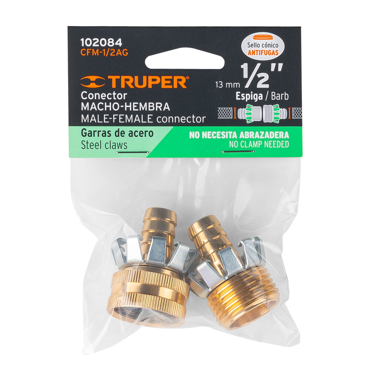 Juego de conectores 1/2' macho/hembra tipo garra de aluminio