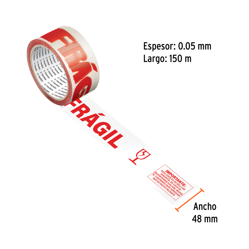 Cinta de empaque 48 mm x 150 m "Fragil" Truper