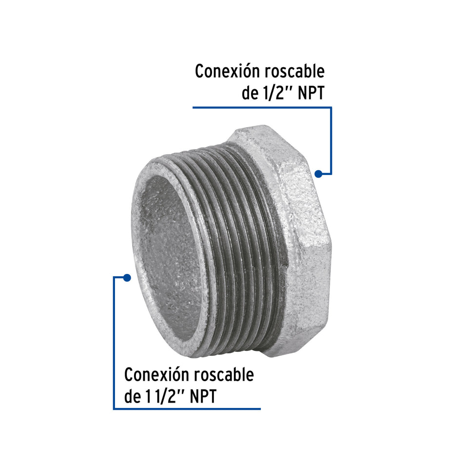 Reduccion bushing acero galvanizado 2 x FOSET 1-1/2"