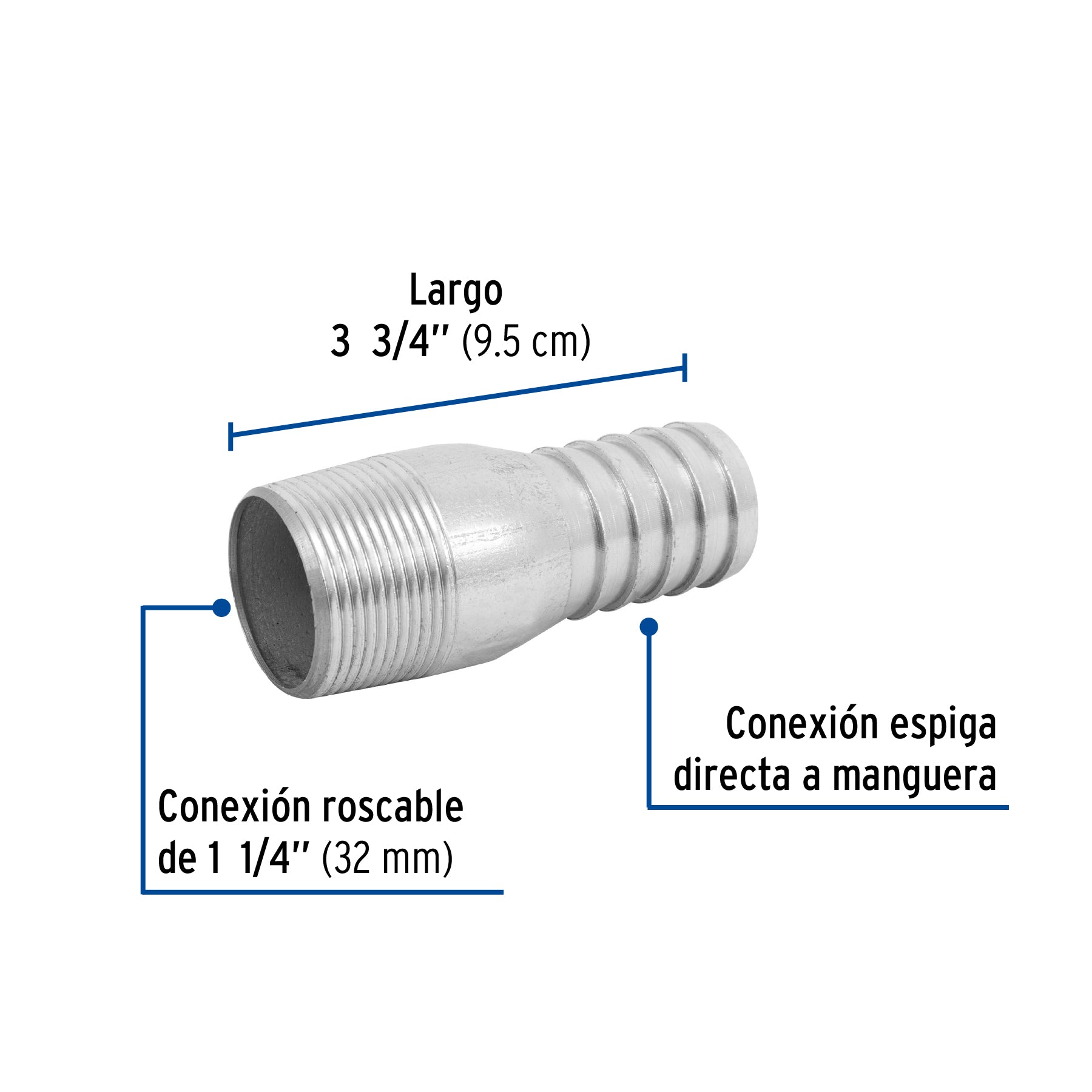 Niple de acero galvanizado tipo botella FOSET 1-1/4"