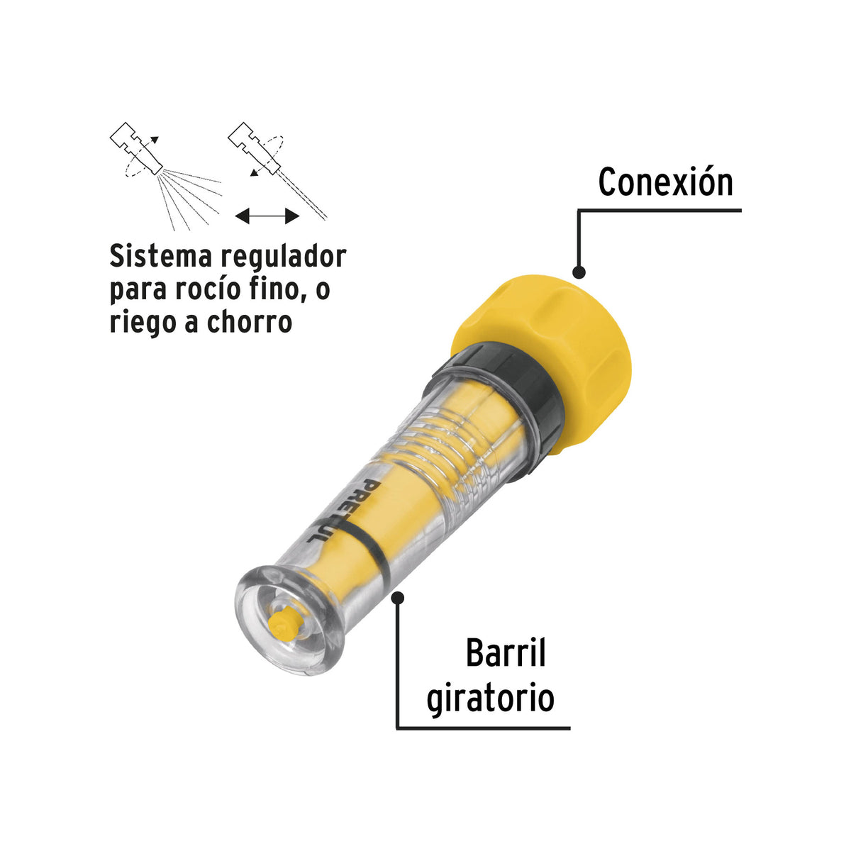 Chiflón 4' de plástico para manguera, Pretul