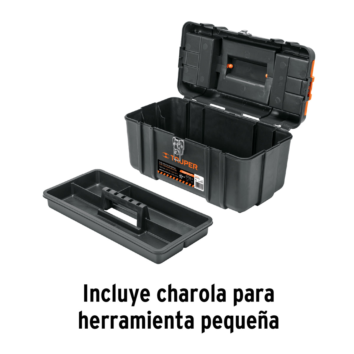 Caja p/herramienta con compartimentos broches metalicos 17"