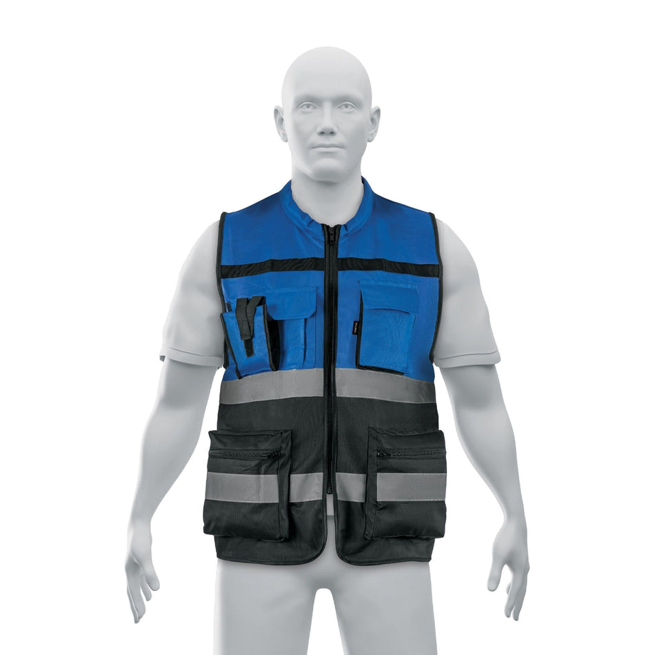 Chaleco brigadista con cintas reflejantes, azul, PRETUL