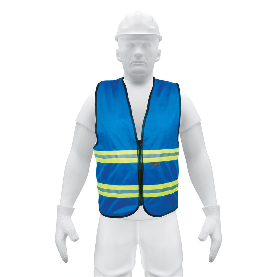 Chaleco de seguridad alta visibilidad con cierre azul