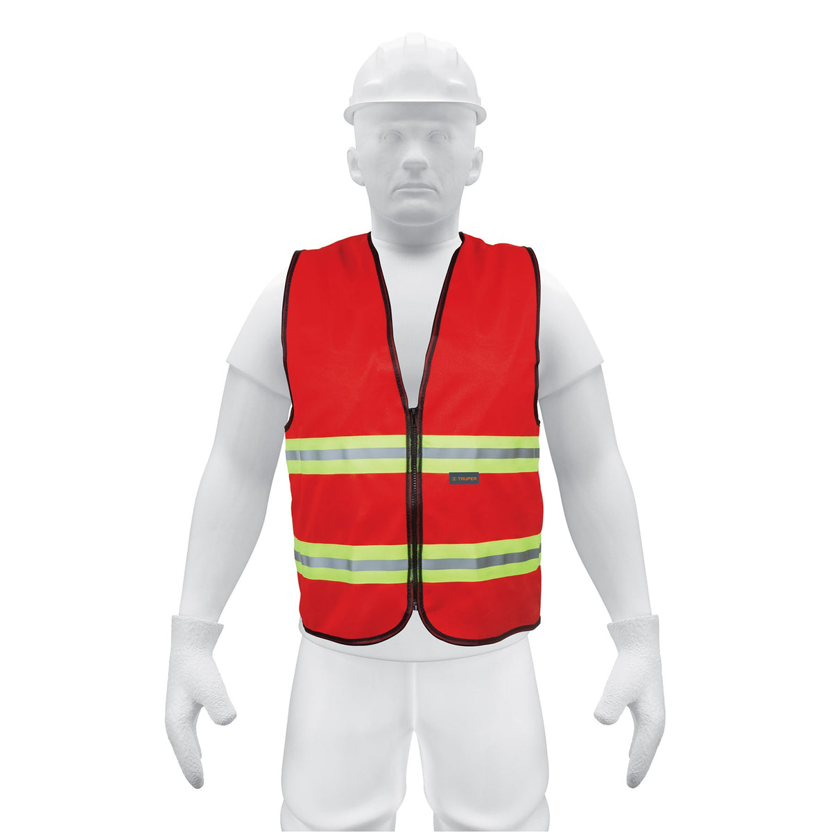 Chaleco de seguridad alta visibilidad con cierre rojo