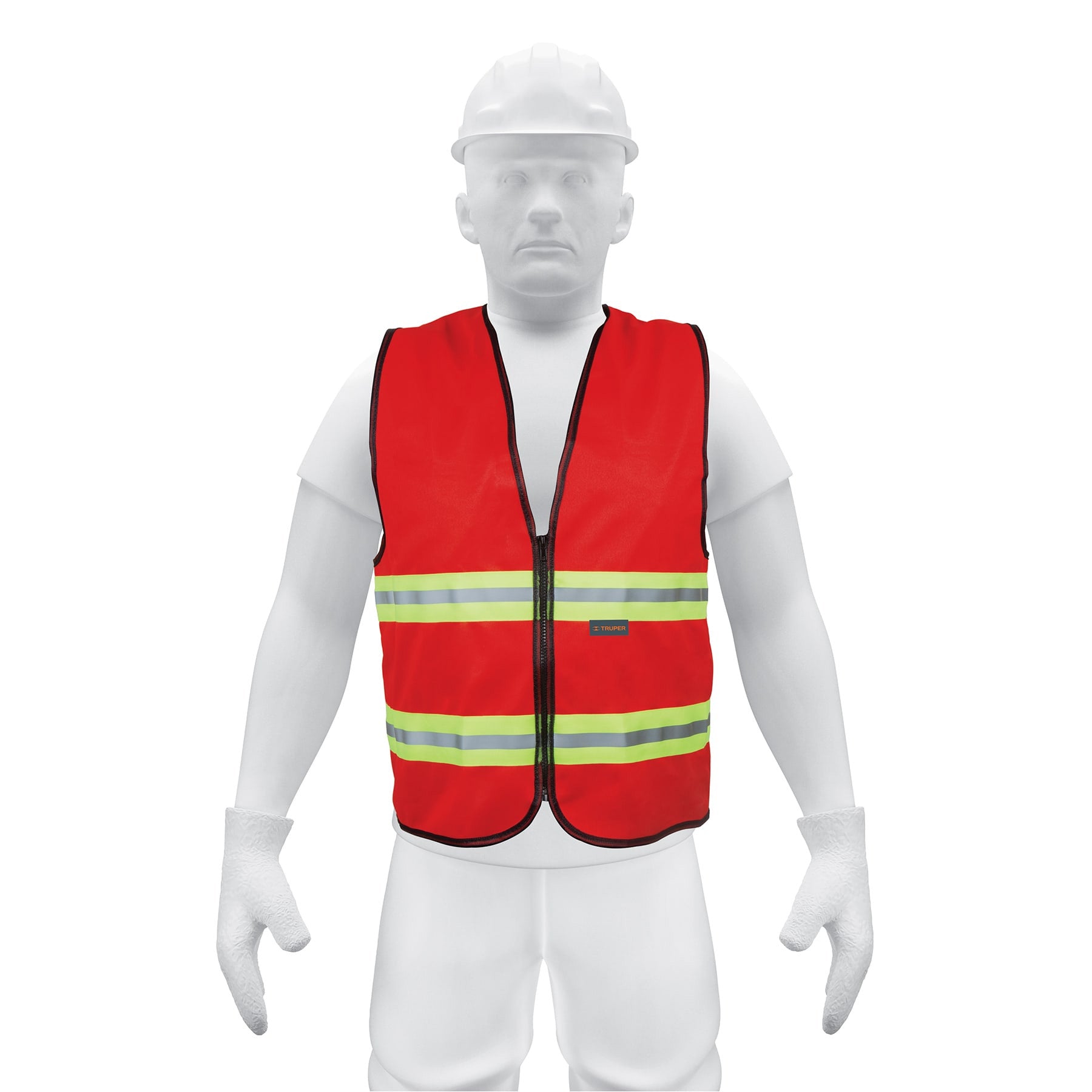 Chaleco de seguridad alta visibilidad con cierre rojo