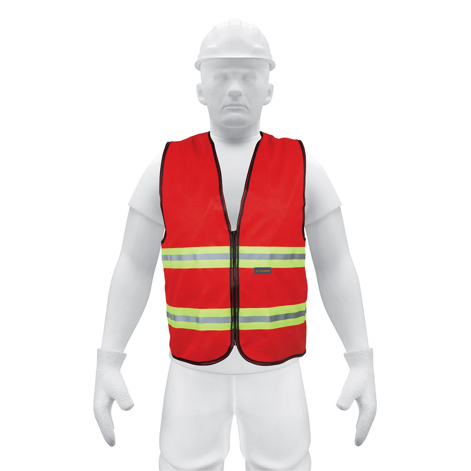 Chaleco de seguridad alta visibilidad con cierre rojo