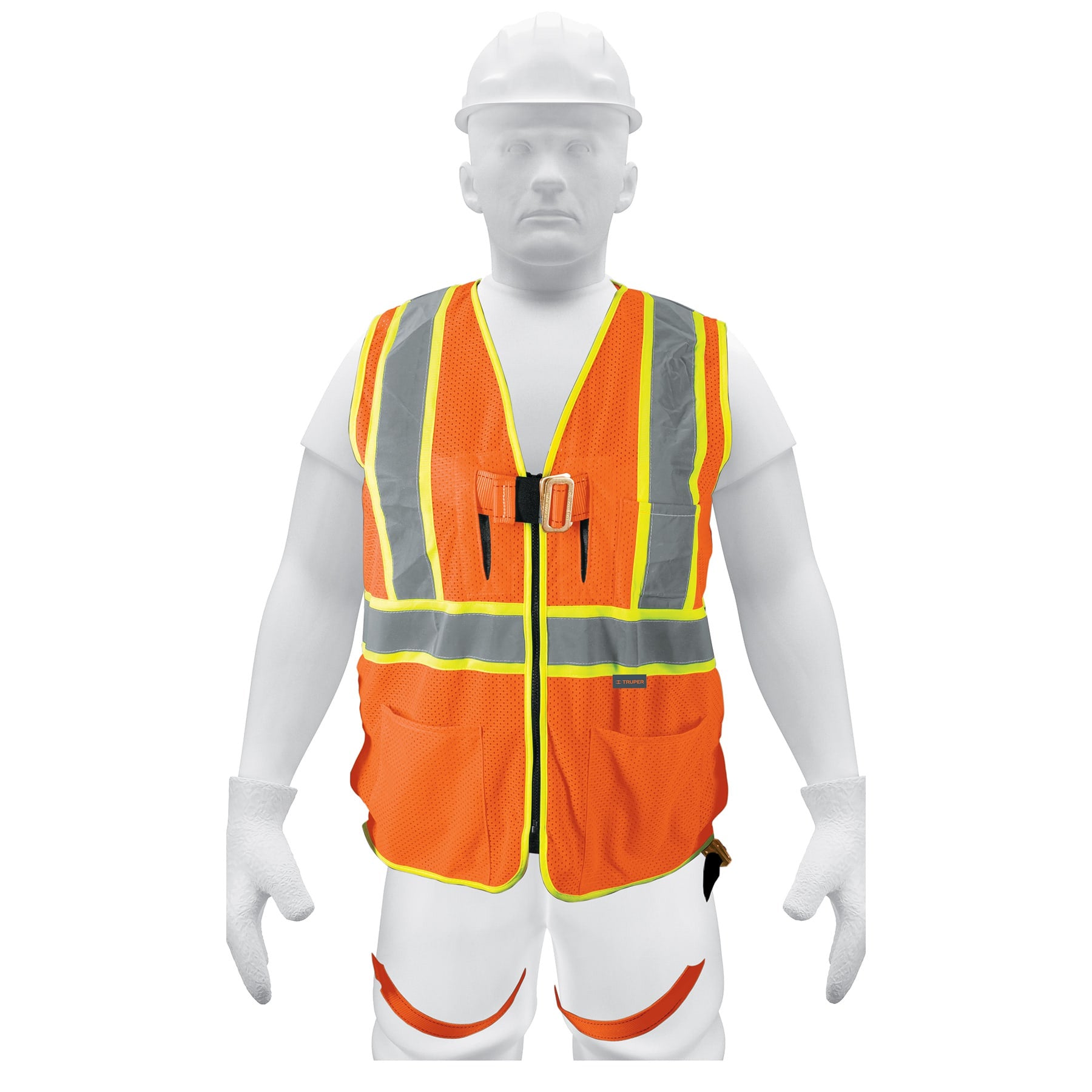 Chaleco de seguridad para arnes alta visibilidad naranja