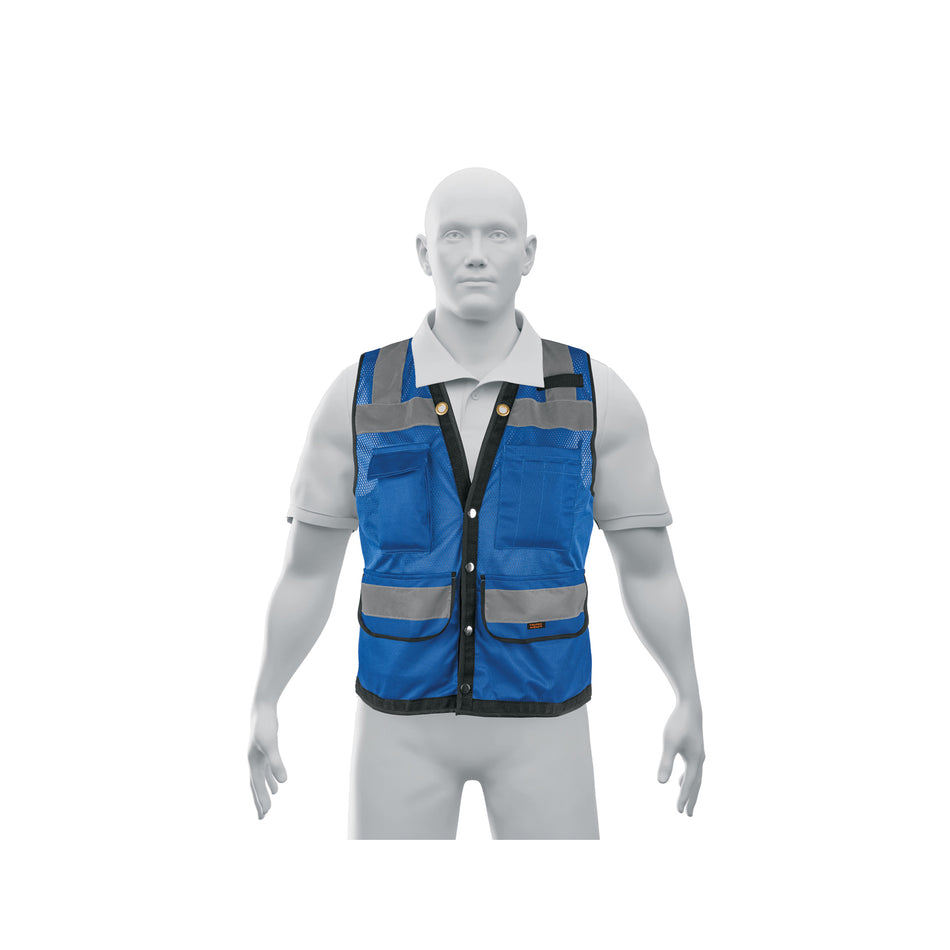 Chaleco seguridad reforzado azul con bolsas, G, EXPERT