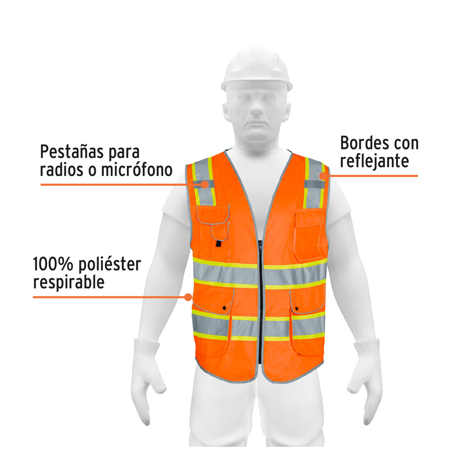 Chaleco de seguridad de alta visibilidad, naranja, M, EXPERT