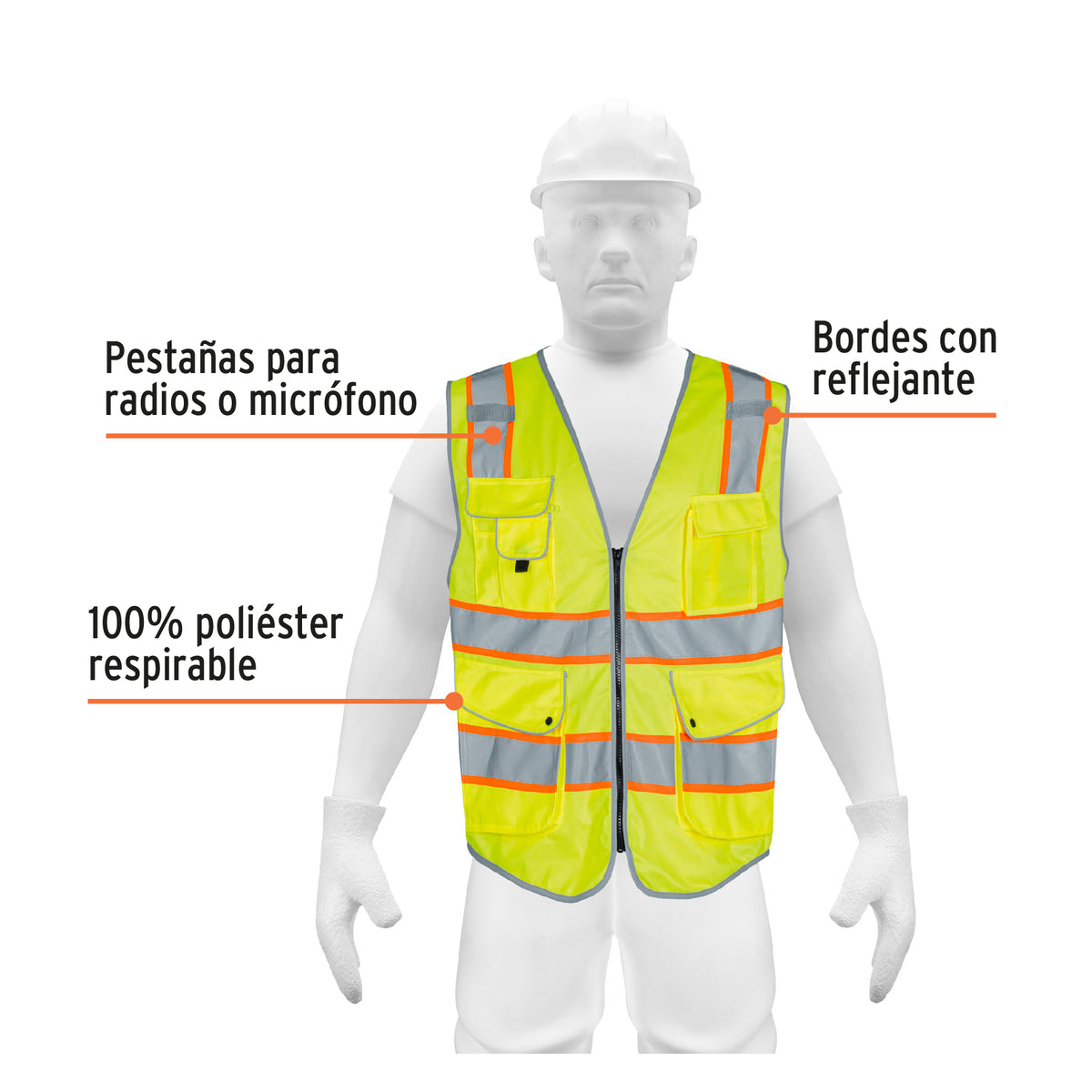 Chaleco de seguridad de alta visibilidad, verde, M, EXPERT