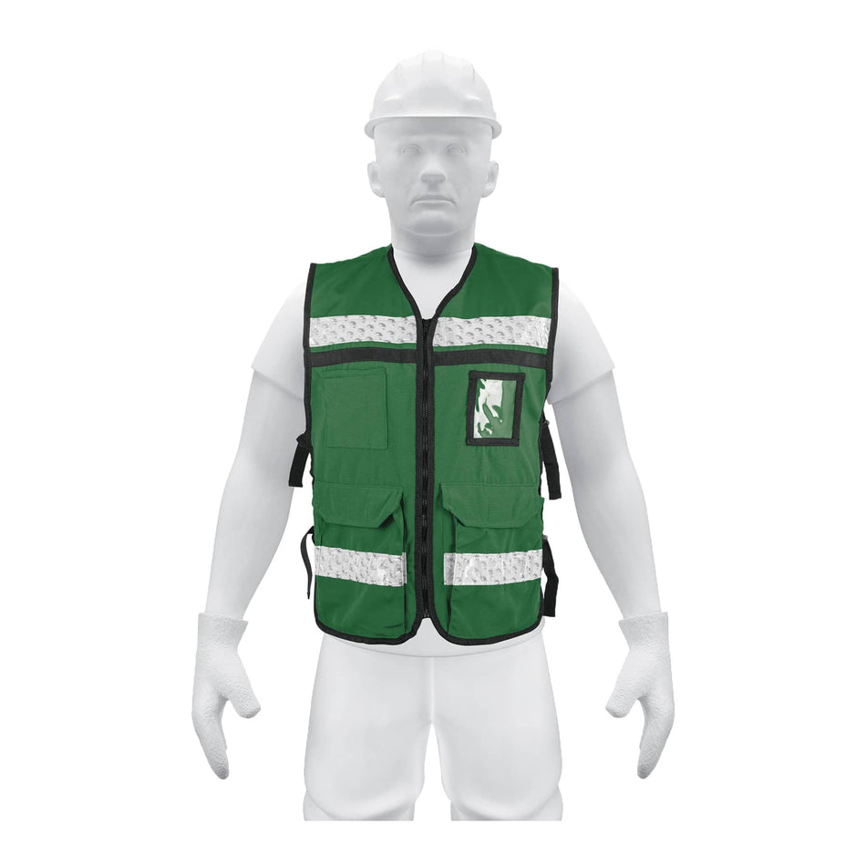 Chaleco brigadista con cintas reflejantes color verde