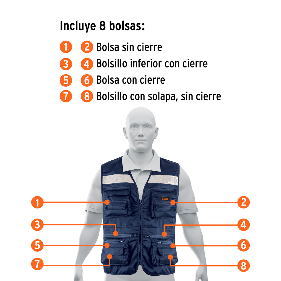 Chaleco brigadista reforzado, azul marino, M, TRUPER EXPERT