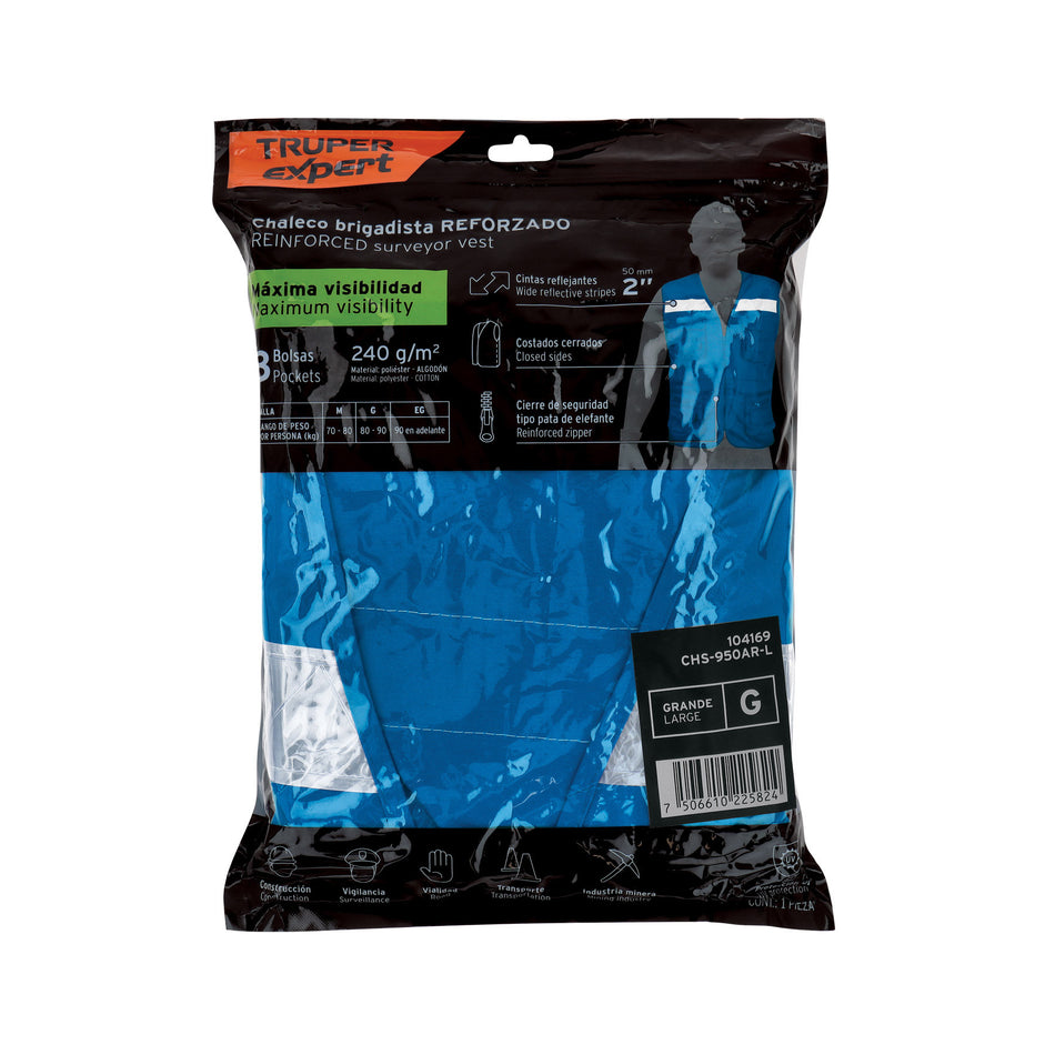 Chaleco brigadista reforzado, azul rey, G, TRUPER EXPERT