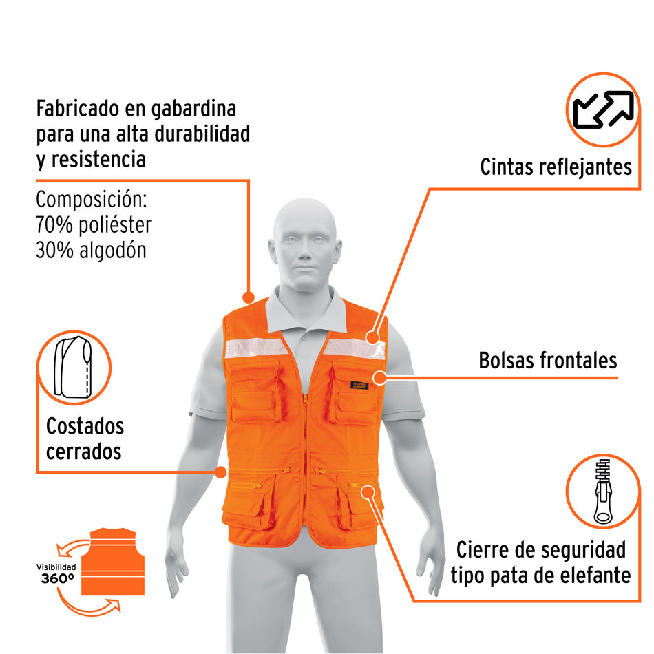 Chaleco brigadista reforzado, naranja, G, TRUPER EXPERT
