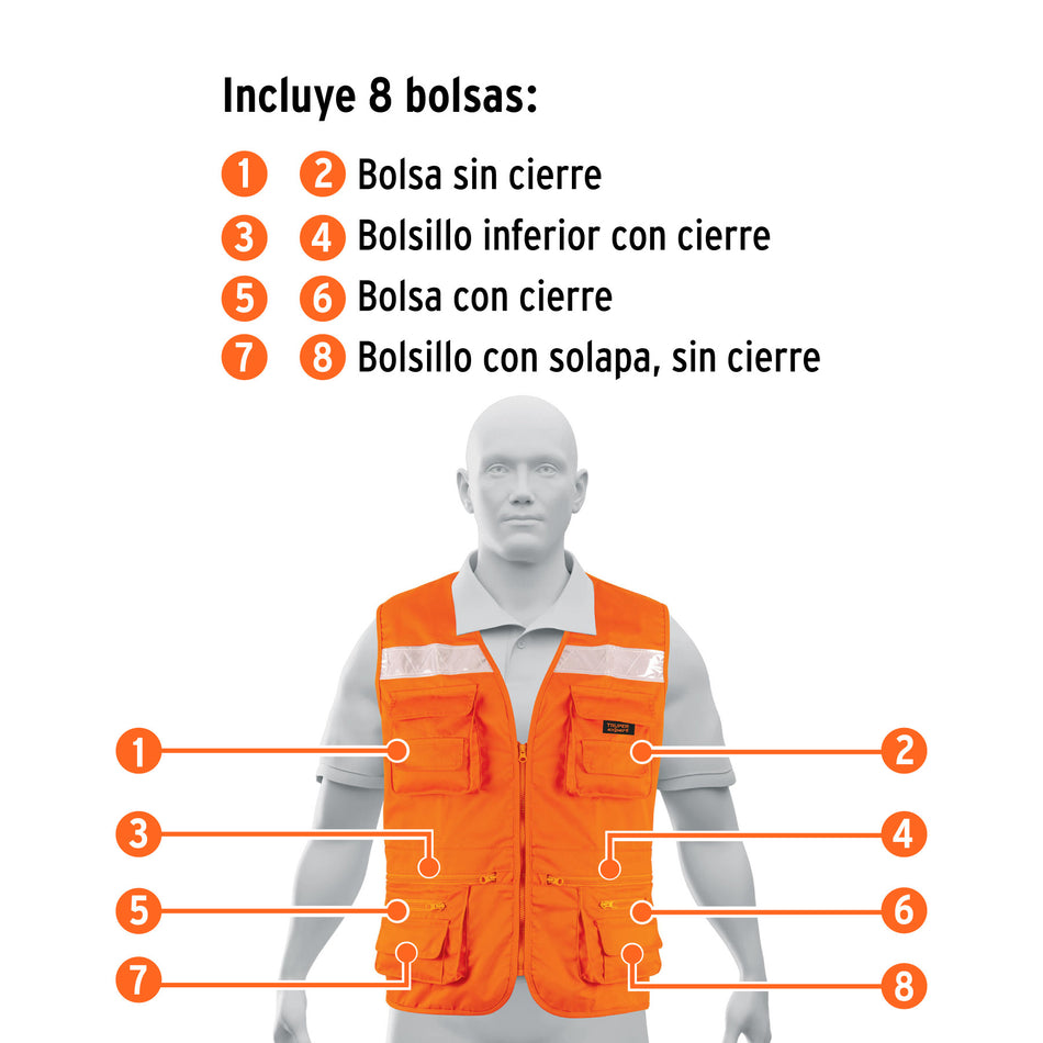 Chaleco brigadista reforzado, naranja, M, TRUPER EXPERT