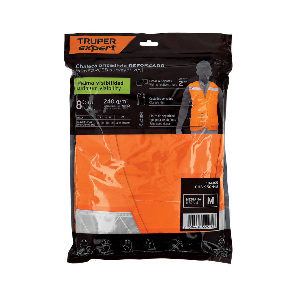 Chaleco brigadista reforzado, naranja, M, TRUPER EXPERT